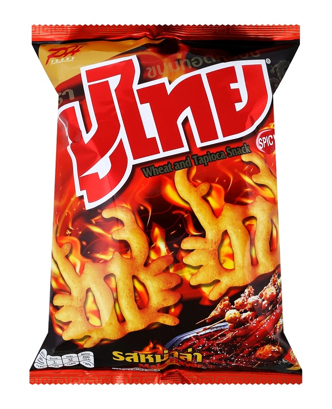 Snack di grano e tapioca gusto piccante Mala - Puthai 55g. Snack di grano e tapioca gusto piccante Mala - Puthai 55g.